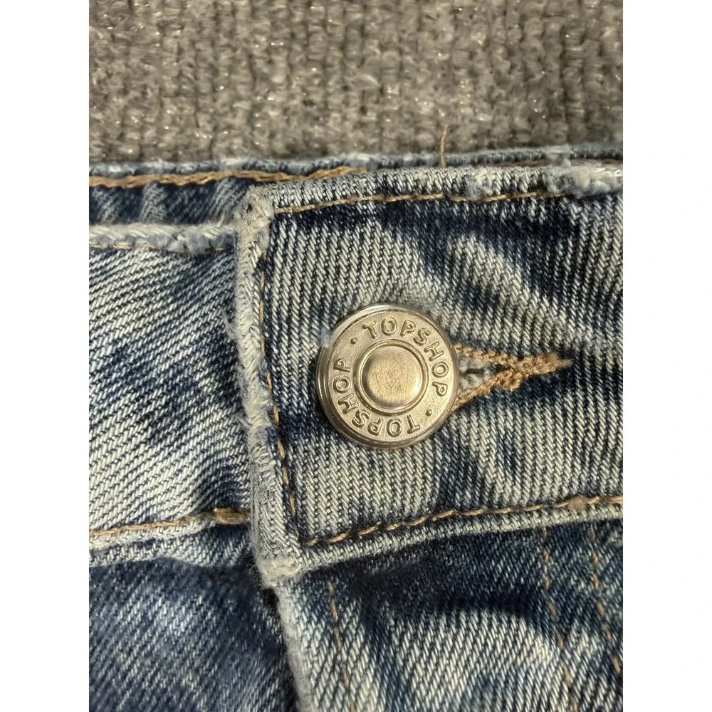 Top shop Dad Denim Distressed Acid Washed Skirt 14